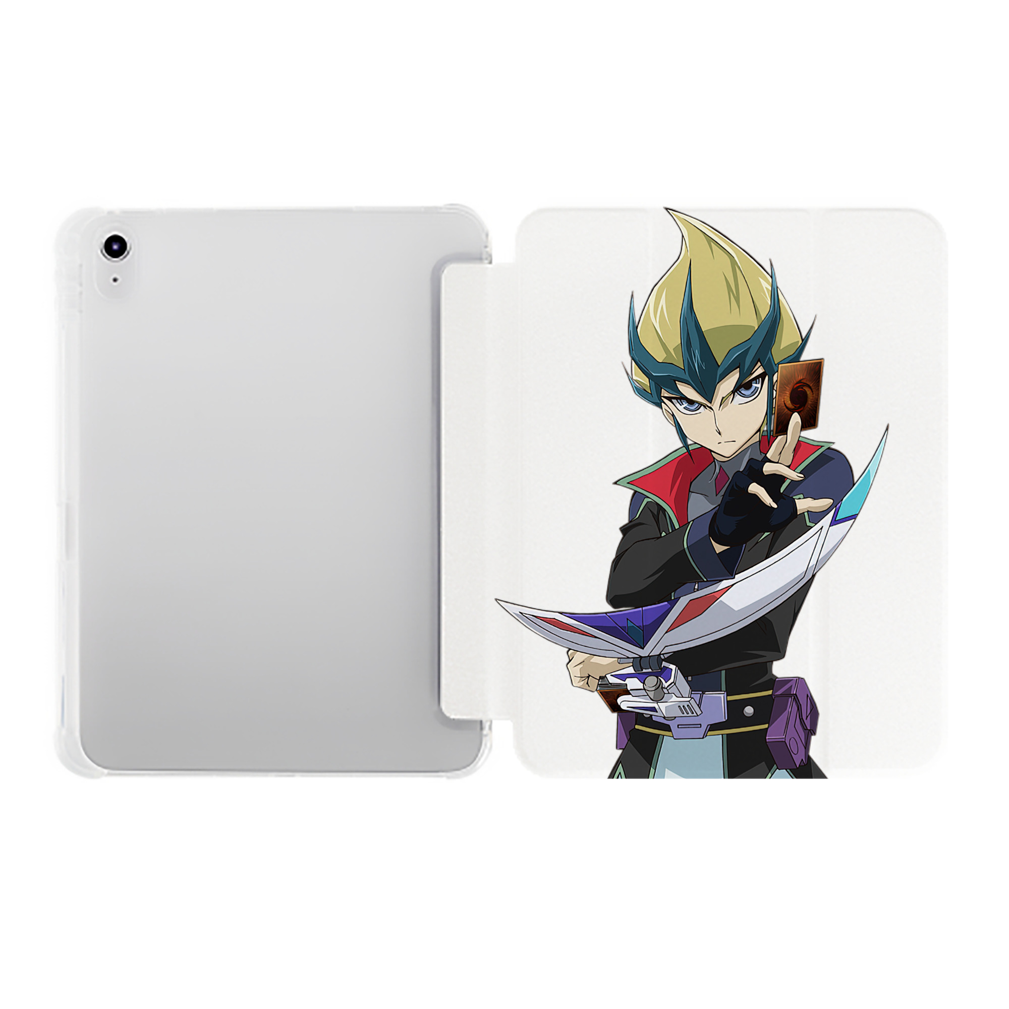 （画像用） 遊☆戯☆王 Yu-Gi-Oh! IPad ケース ペン収納付き 三つ折りスタンド PUレザー×シリコン 対応機種9.5/10.5/10.9インチ